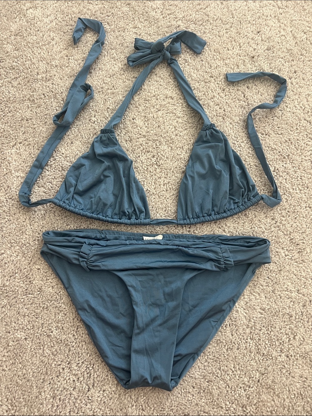 J.crew blue bikini set full coverage hipster bottoms and string bikini top